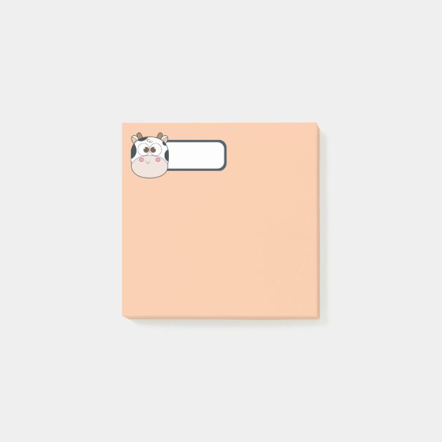Cute Pastel Cow Post it Notes Personalised Name (Front)