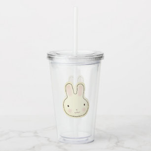 Cute pastel cream bunny cartoon illustration kids acrylic tumbler