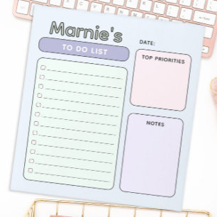 Cute Pastel Customisable To Do List Notepad