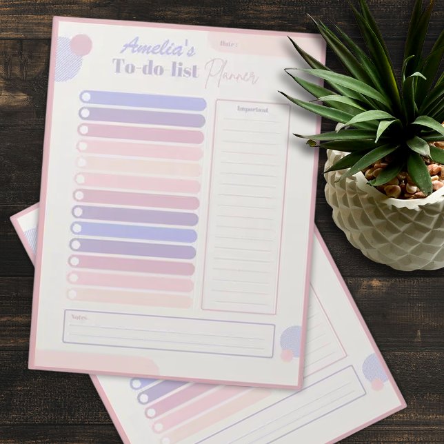 Cute Pastel Daily Planner Personalised Name  Notepad (Creator Uploaded)