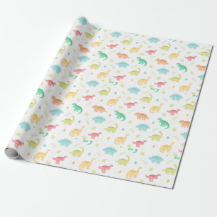 Cute Pastel Dino Birthday  Wrapping Paper