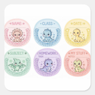 Cute Pastel Dino School Labels | Kindergarten Name