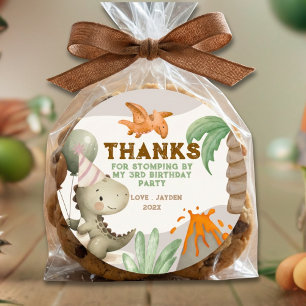 Cute Pastel Dinosaur Birthday Thank You Classic Round Sticker