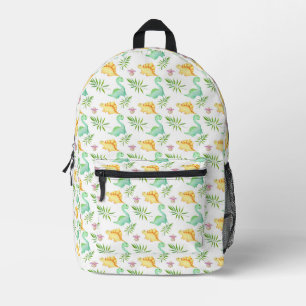 Cute Pastel Dinosaur & Palm Leaves Pattern Printed Backpack