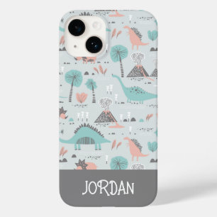 Cute Pastel Dinosaur Pattern Case-Mate iPhone 14 Case