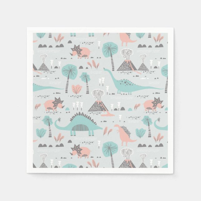 Cute Pastel Dinosaur Pattern Napkin (Front)