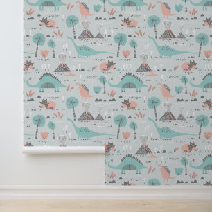 Cute Pastel Dinosaur Pattern Wallpaper