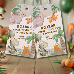 Cute Pastel Dinosaur Thank You Gift Tags