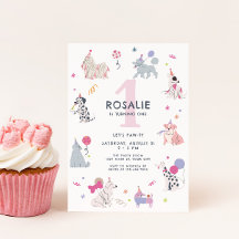 Cute Pastel Dog Girls First Birthday