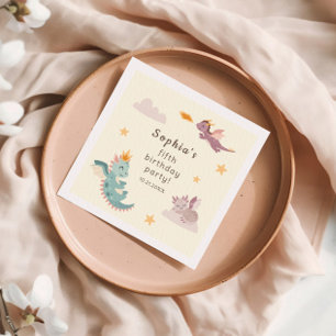Cute Pastel Dragon Kids Birthday Party  Napkin