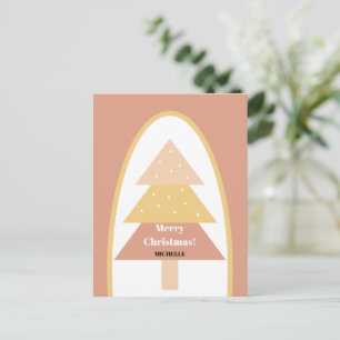 Cute Pastel Earthy Tones Merry Christmas Tree Postcard