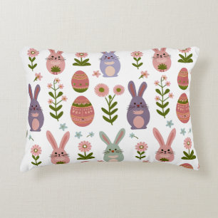 Cute Pastel Easter Bunny and Egg Seamless Pattern Decorative Cushion
