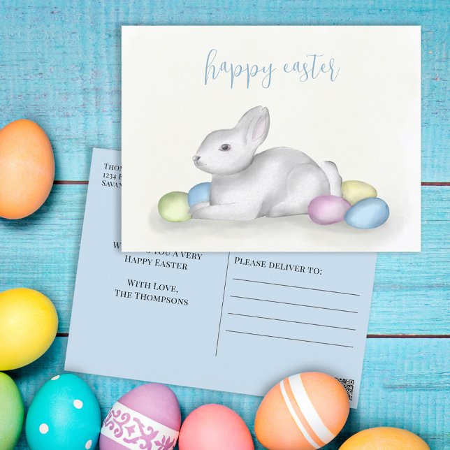 Cute Pastel Easter Bunny Simple Classic Colorful Holiday Postcard (Creator Uploaded)