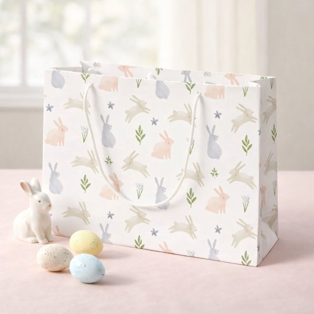 Cute Pastel Easter Bunny Spring Large Gift Bag (Creator Uploaded)