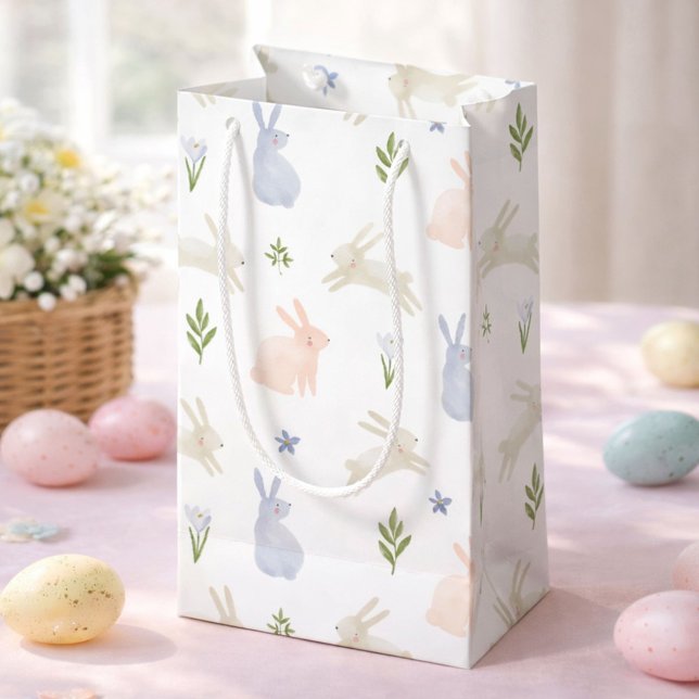 Cute Pastel Easter Bunny Spring Small Gift Bag (Creator Uploaded)