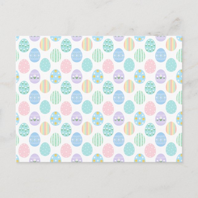 Cute Pastel Easter Eggs Pattern  Invitation Postcard (Front)