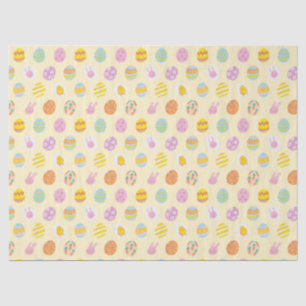 Cute Pastel Easter Eggs Pattern Spring Yellow Tissue Paper