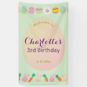 Cute Pastel Eggs Green Kids Birthday Welcom Banner