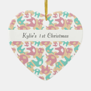 Cute Pastel Elephants Ceramic Tree Decoration
