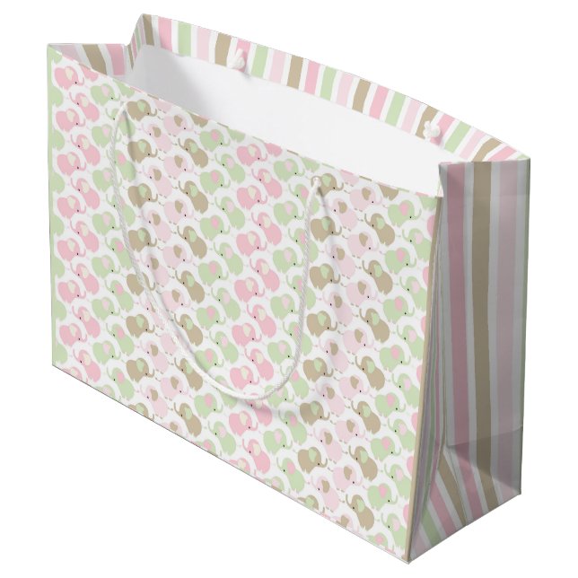 Cute pastel elephants large gift bag (Back Angled)
