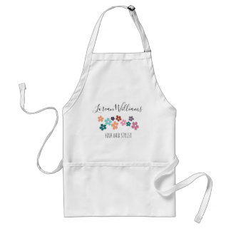 Cute Pastel Floral Hair Stylist Flower Custom Name Standard Apron
