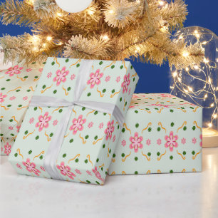 Cute Pastel Floral Seamless Pattern sweet pink Wrapping Paper