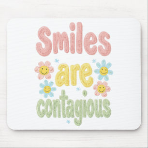Cute Pastel Flower Smiles Are Contagious Mouse Pad