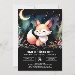 Cute Pastel Fox Birthday Invitation