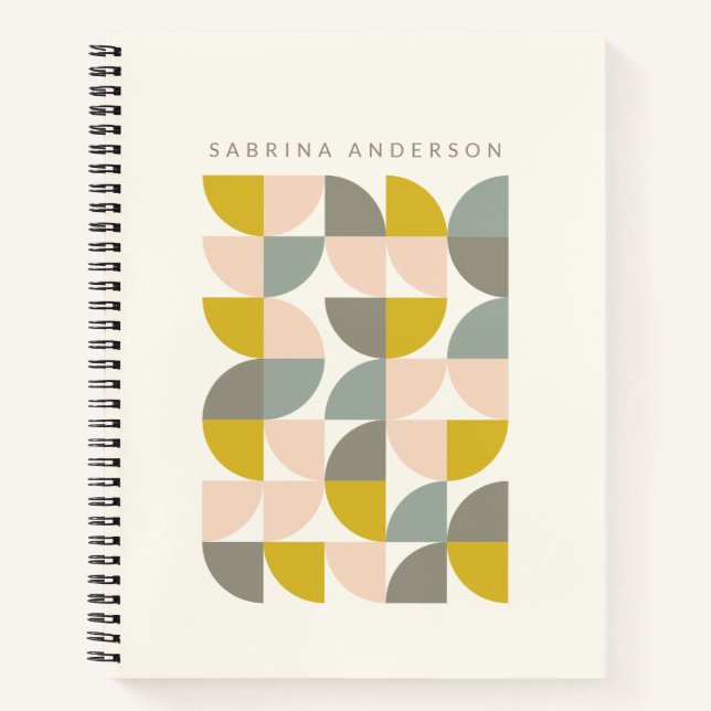 Cute Pastel Geometric Shapes Personalised  Notebook (Front)