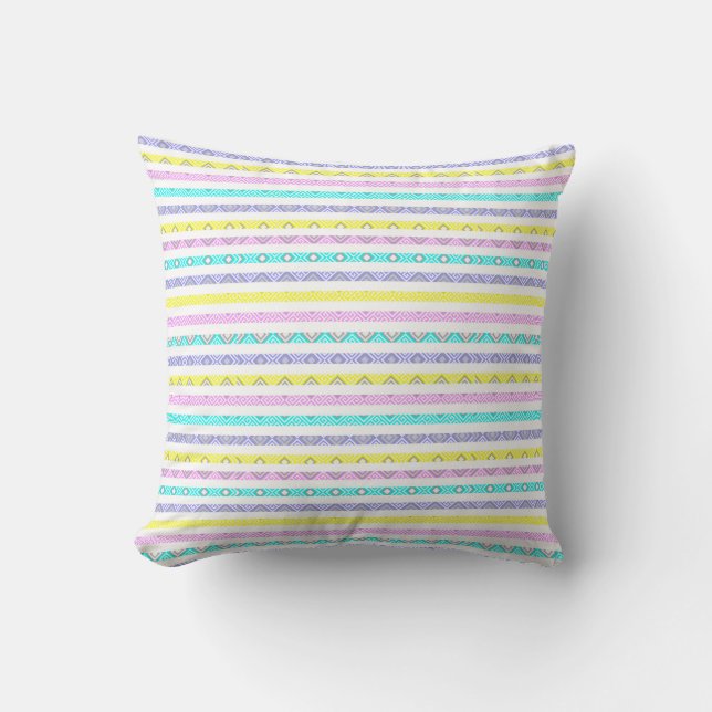 Cute pastel geometric stripes cushion (Front)