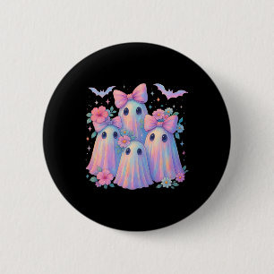 Cute Pastel Ghost Boo Crew Floral Matching Hallowe 6 Cm Round Badge