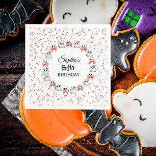 Cute Pastel Ghost Theme Customised Text Birthday  Napkin