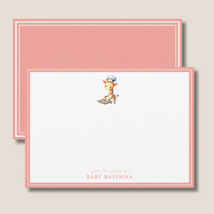 Cute Pastel Giraffe Chef Baby Shower Note Card