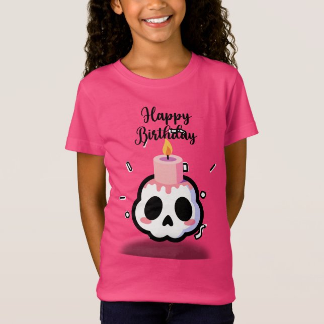 Cute Pastel Goth Skull Birthday T-Shirt (Front)