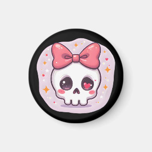 Cute Pastel Goth Skull with Bow Magnet