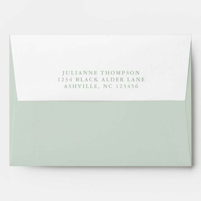 Cute Pastel Green Gingham Check Return Address Envelope (Back (Top Flap))
