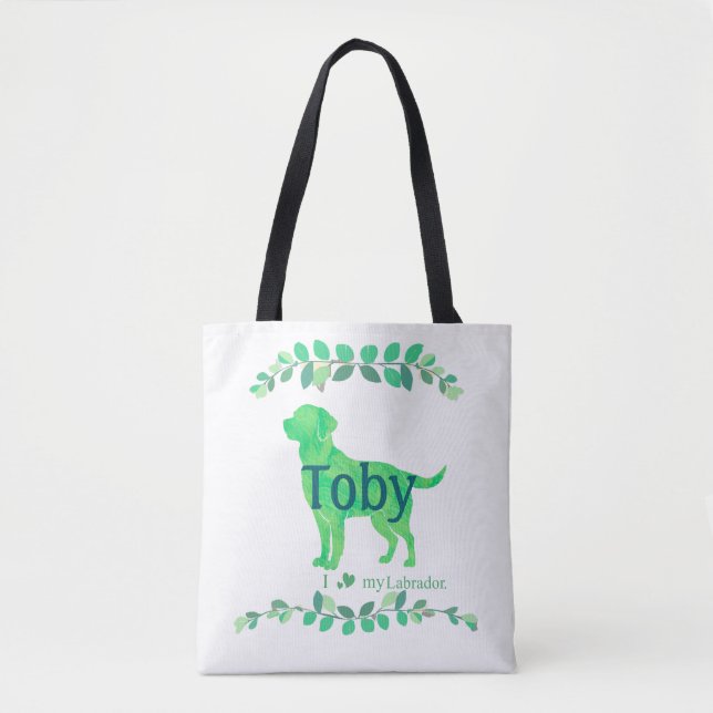 Cute Pastel Green Labrador | Custom Name & Photo Tote Bag (Front)