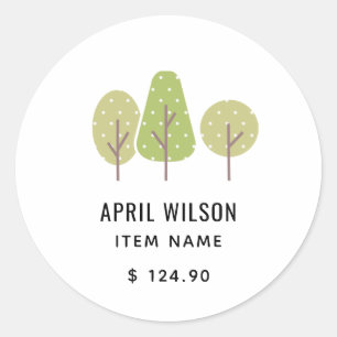 CUTE PASTEL GREEN TREE TRIO LANDSCAPING PRICE CLASSIC ROUND STICKER