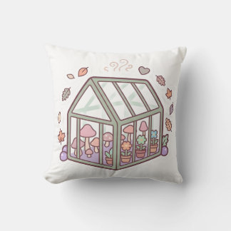 Cute Pastel Greenhouse Mushroom Pillow