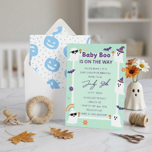  Cute Pastel Halloween Baby Shower,Baby boo Invitation