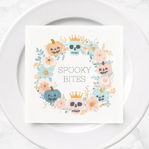 Cute Pastel Halloween Fall Spooky Floral Modern Napkin