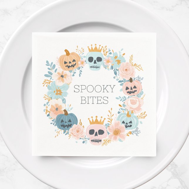 Cute Pastel Halloween Fall Spooky Floral Modern Napkin (Cute Pastel Halloween Fall Spooky Floral Modern Napkins)