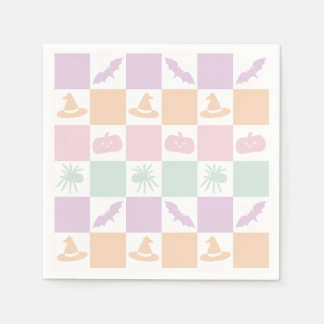 Cute Pastel Halloween Graphics & Chequerboard  Napkin