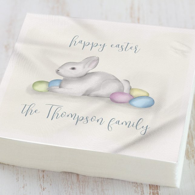 Cute Pastel Happy Easter Bunny Simple Classic Napkin (Creator Uploaded)