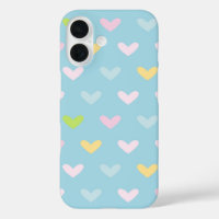 Cute Pastel Hearts Pattern Light Blue