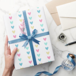 Cute Pastel Hearts Pattern Wrapping Paper