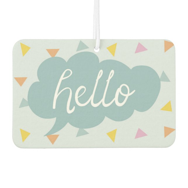 Cute Pastel Hello Car Air Freshener (Front)