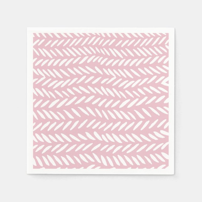 Cute pastel herringbone pattern on pink napkin (Front)