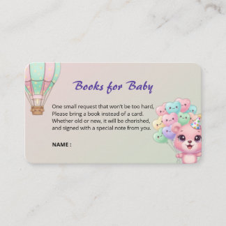 "Cute Pastel Hot Air Balloon Books for Baby Card" Enclosure Card