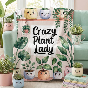 Cute Pastel Houseplant Fleece Blanket